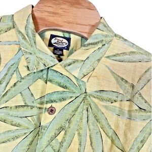 Tommy Bahama XL Button Up S/S Hawaiian Shirt 100% Linen Yellow Birds of Paradise